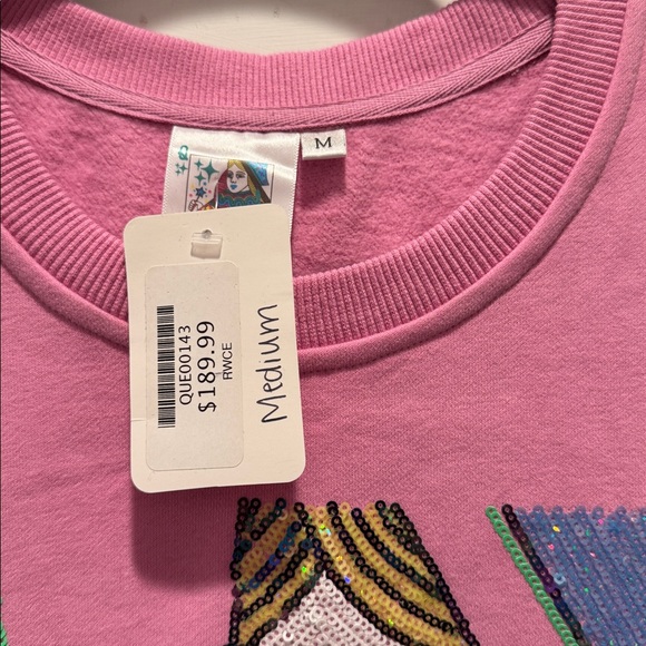 Queen of Sparkles pink queen card sweatshirt dress Medium NWT - Picture 4 of 6